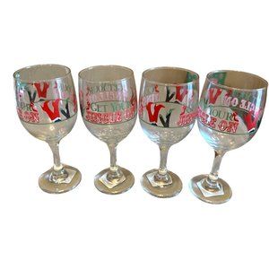 Set of 4 Christmas Holiday Drinking Wine Glasses Clear by DTSC Imports 11.5 oz
